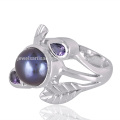 Hot Selling Pearl With Amethyst Gemstone 925 Sterling Silver Ring Jewelry